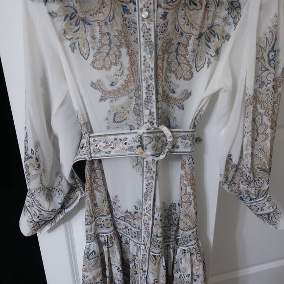 White Blue Floral Maxi Dress EUC S - Picture 4 of 7